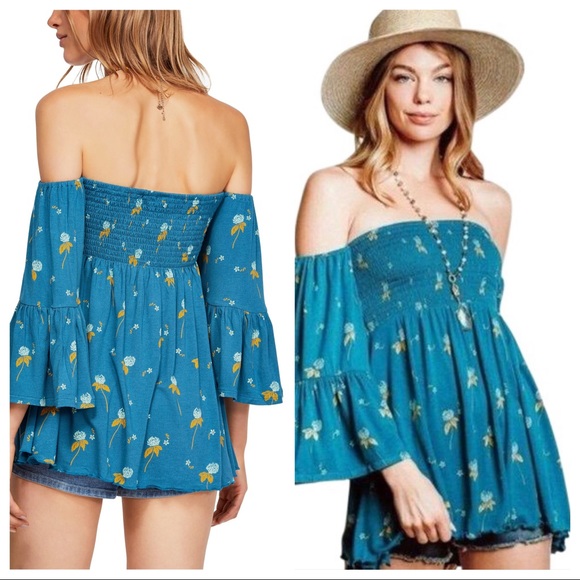 FREE PEOPLE BOHO FLOWY TUNIC TOP FLORAL BLOUSE A2C - Picture 11 of 16